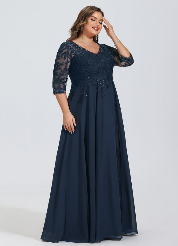 Robe Mère Mariée Bleu Marine Paillettes - gallery 6