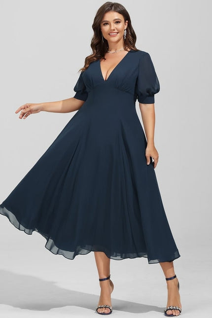 Robe Plissée Élégante Col V - gallery 6
