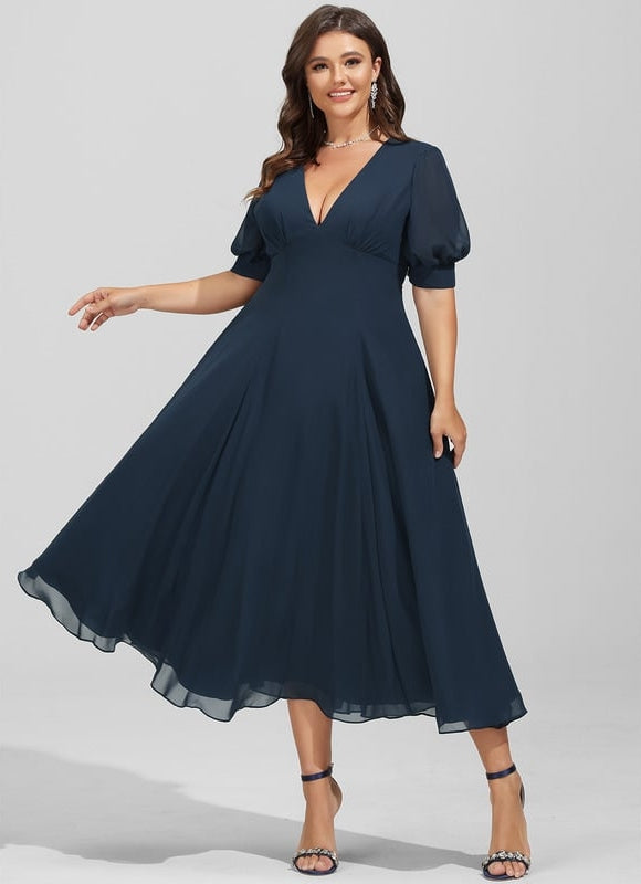 Robe Plissée Élégante Col V - gallery 6