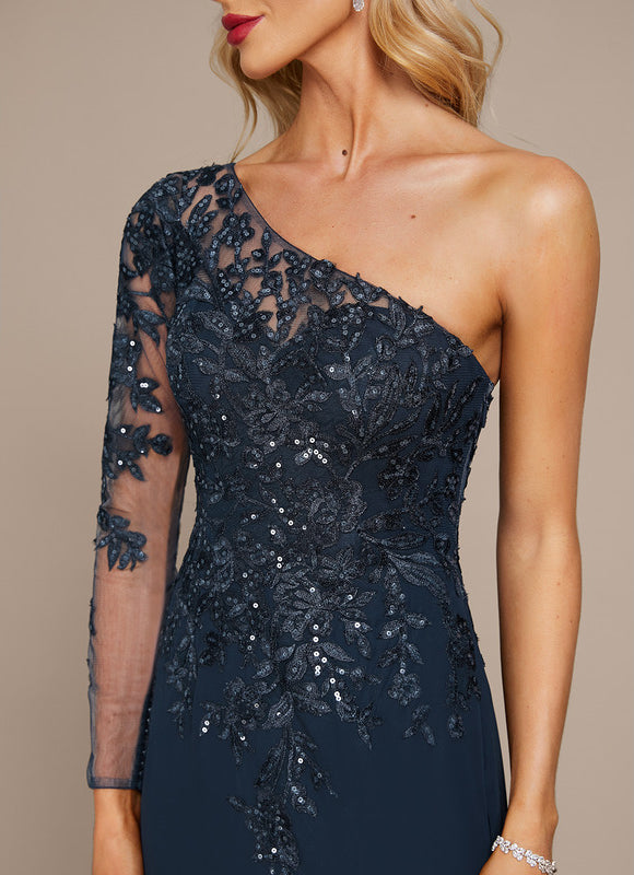 Robe Élégante Une Épaule Paillettes - gallery 5