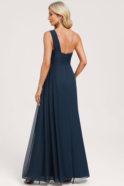 Robe Longue Évasée Une Épaule - gallery 5