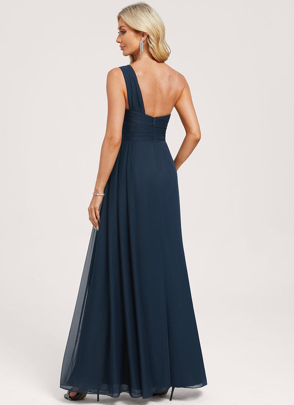 Robe Longue Évasée Une Épaule - gallery 5