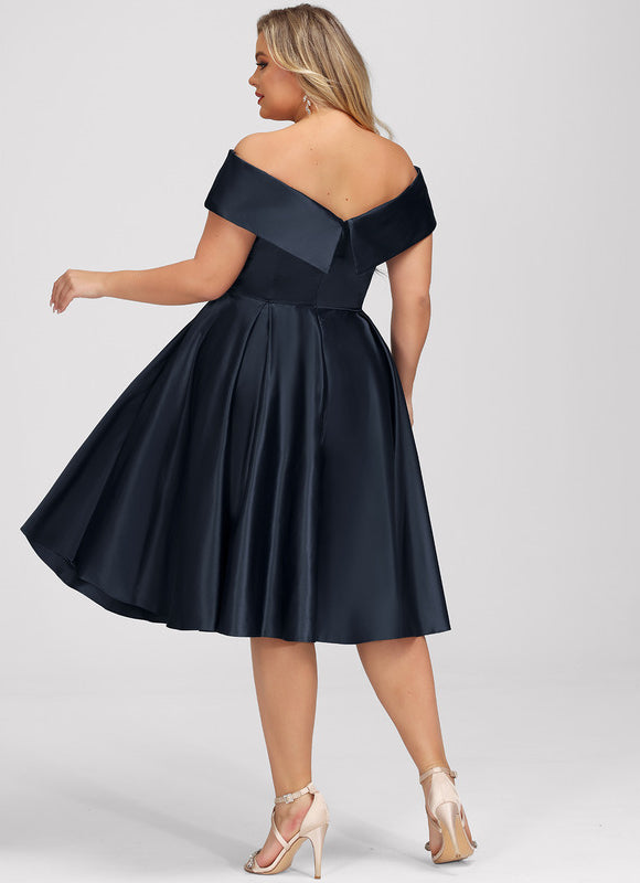 Robe Satinée Épaule Dénudée Élégante - gallery 6