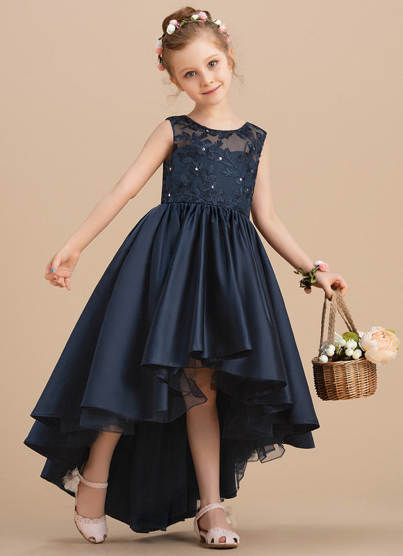 Robe Fille Satinée Élégante Asymétrique