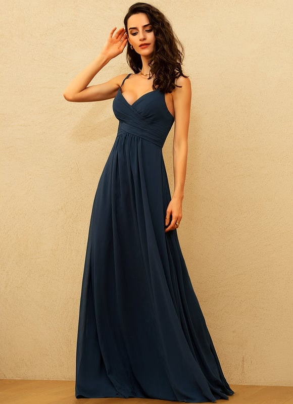 Robe Longue Chic Col V Satinée - gallery 4
