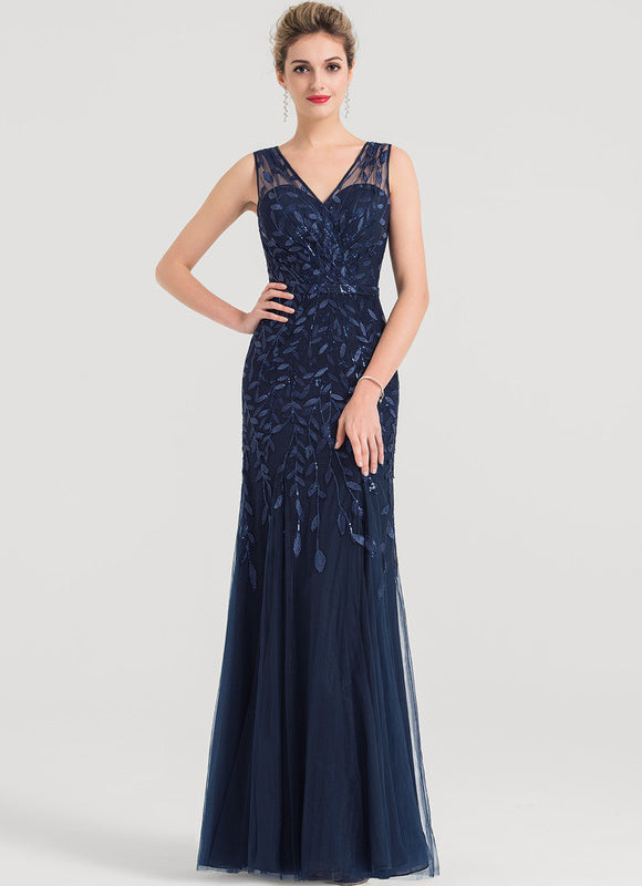 Robe Élégante Tulle Brodé Nuit - gallery 2