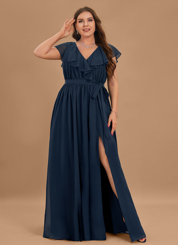 Robe Mousseline Élégante Col V Fendue - gallery 8