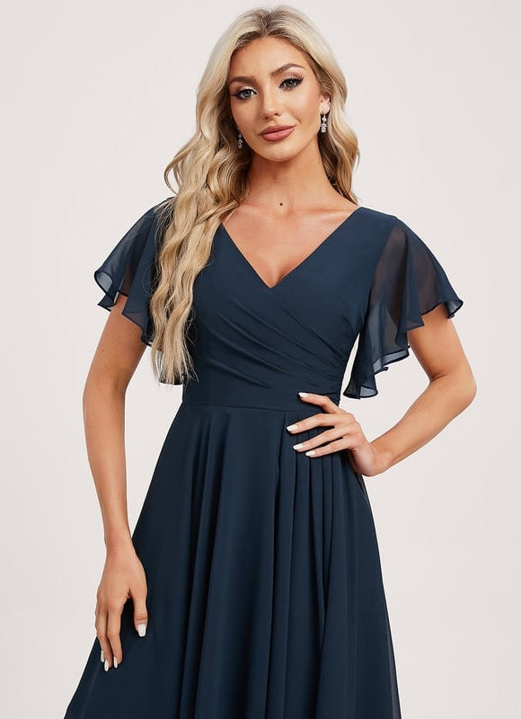 Robe Longue Mousseline Bleu Marine Été - gallery 3