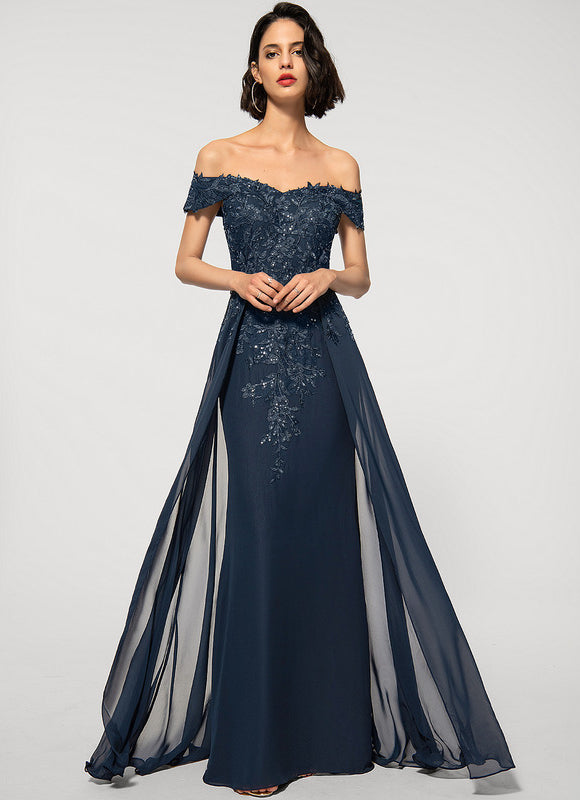 Robe Élégante Épaule Dénudée Paillettes