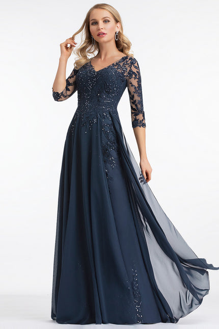 Robe Mère Mariée Bleu Marine Paillettes