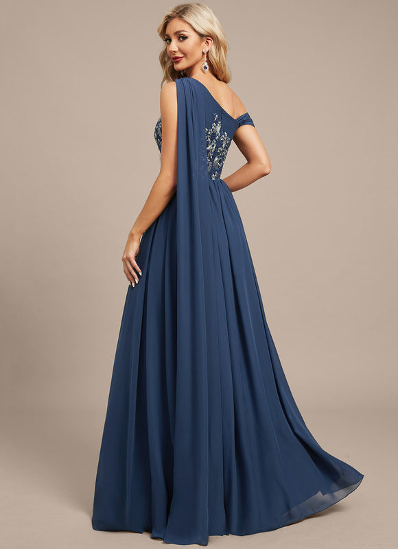 Robe Élégante Col Asymétrique Nuit - gallery 6