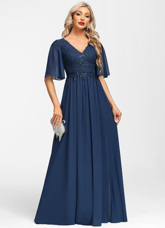 Robe Mère Mariée Bleu Marine Paillettes