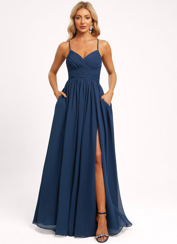 Robe Longue Chic Col V Fendue - gallery 5