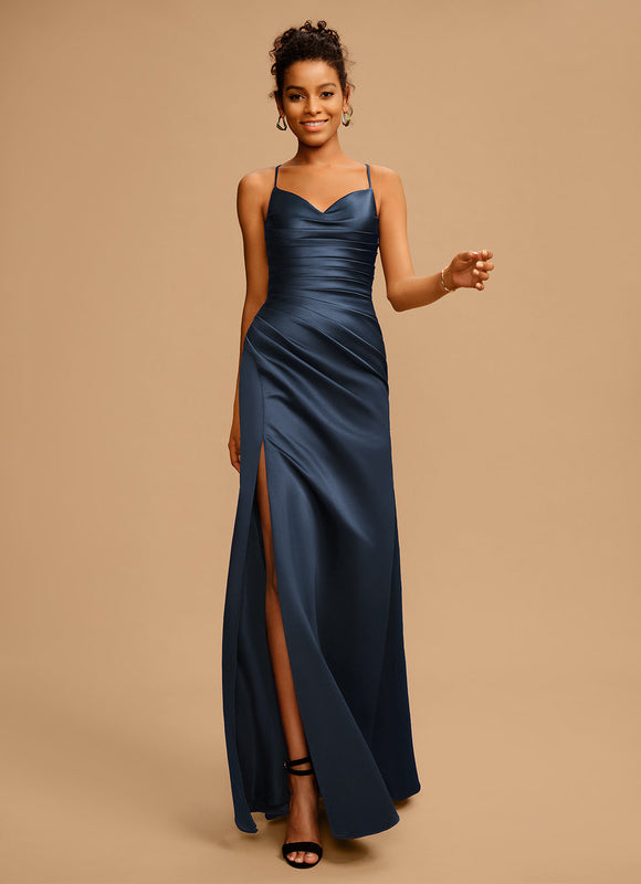 Robe Satinée Élégante Fendue Chic