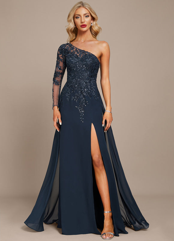Robe Élégante Une Épaule Paillettes
