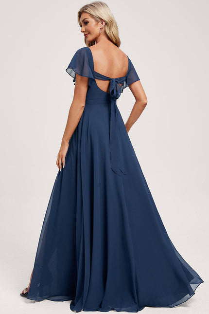 Robe Mousseline Élégante Col V Fendue - gallery 4