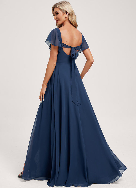 Robe Mousseline Élégante Col V Fendue - gallery 4