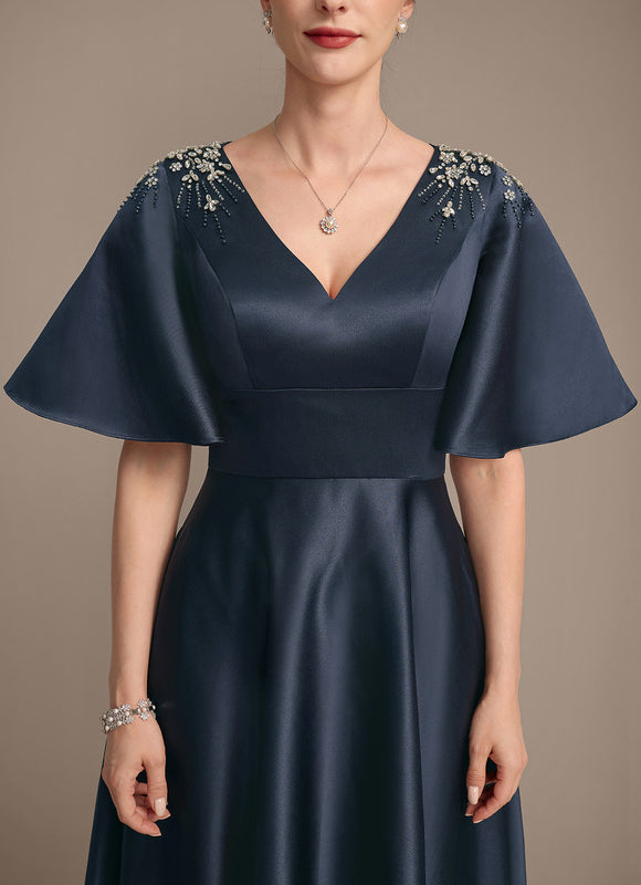 Robe Satinée Élégante Col V Poches - gallery 7