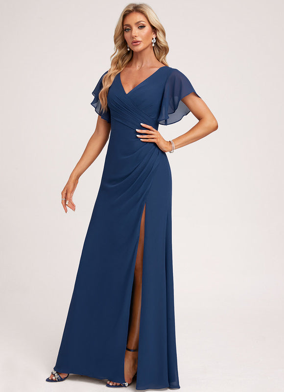 Robe Mousseline Élégante Col V Fendue - gallery 2